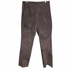 Vintage Bernardo Chocolate Brown suede leather straight leg pants womens 12